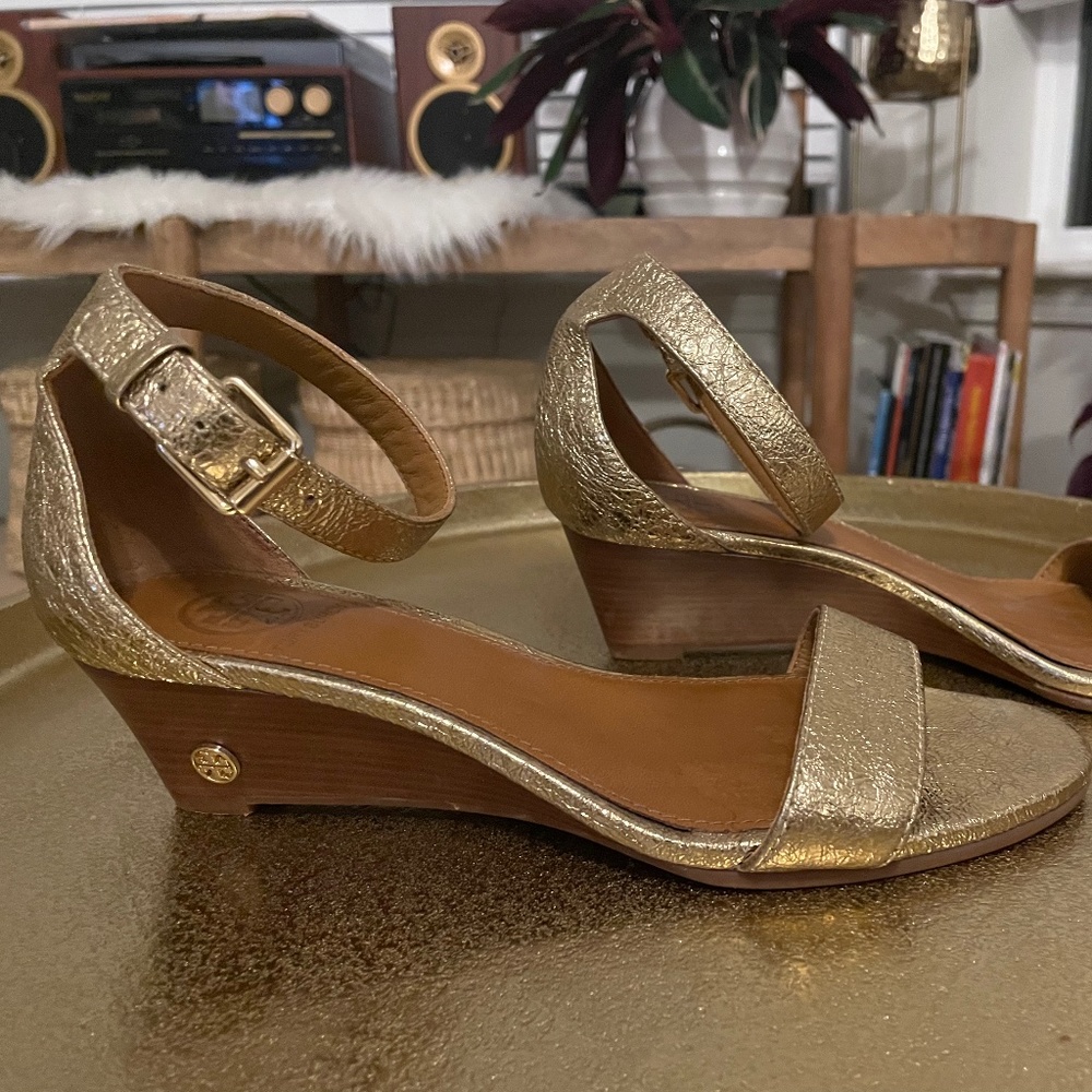 Tory Burch Gold Wedges